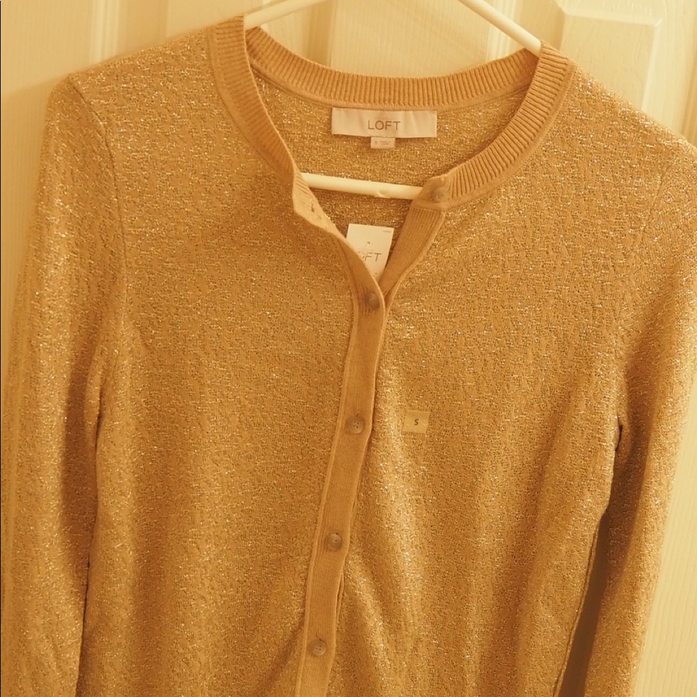LOFT longsleeve crewneck golden button up cardigan